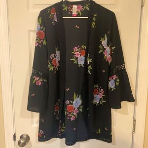 Black & Floral Kimono